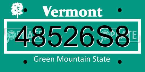 48526S8 Vermont License Plate