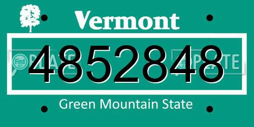 4852848 Vermont License Plate