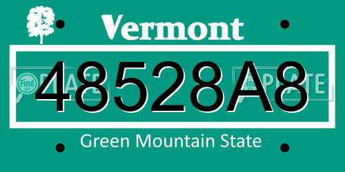 48528A8 Vermont License Plate
