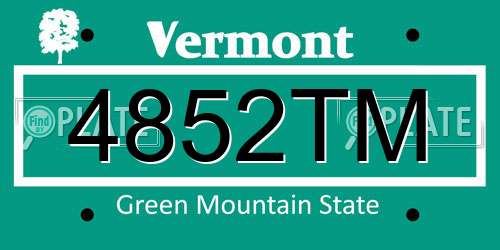 4852TM Vermont License Plate
