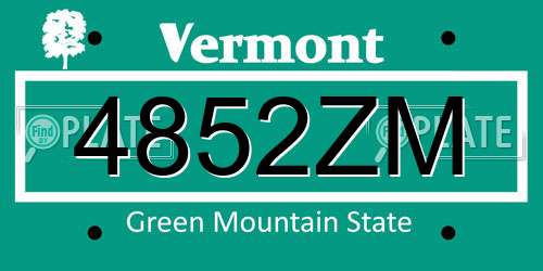 4852ZM Vermont License Plate
