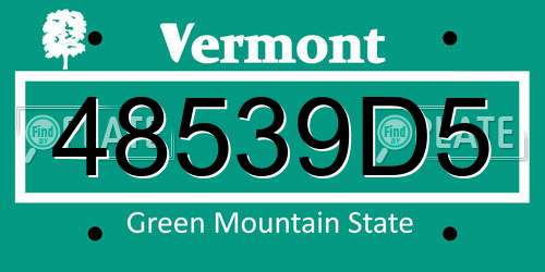 48539D5 Vermont License Plate