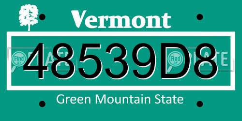 48539D8 Vermont License Plate