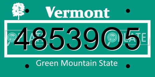 48539O5 Vermont License Plate