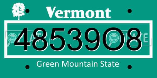 48539O8 Vermont License Plate