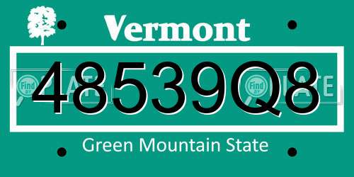 48539Q8 Vermont License Plate