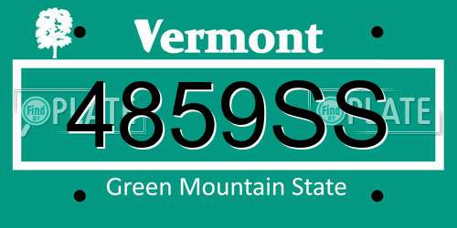 4859SS Vermont License Plate