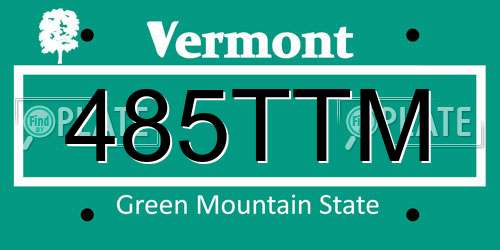 485TTM Vermont License Plate