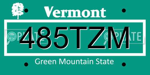 485TZM Vermont License Plate