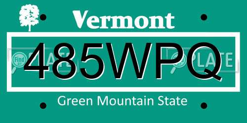 485WPQ Vermont License Plate
