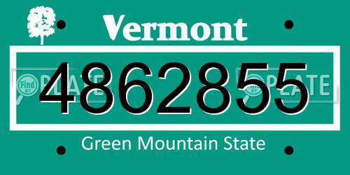 4862855 Vermont License Plate