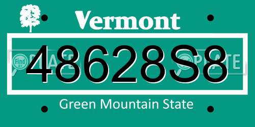 48628S8 Vermont License Plate