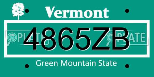 4865ZB Vermont License Plate