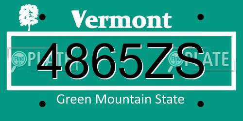 4865ZS Vermont License Plate