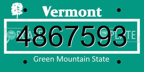 4867593 Vermont License Plate