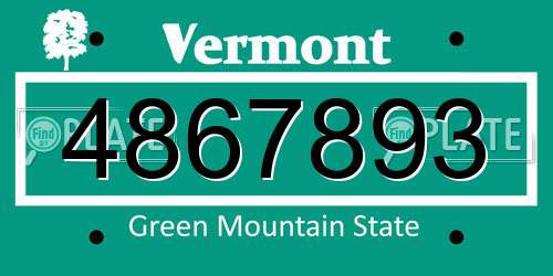 4867893 Vermont License Plate