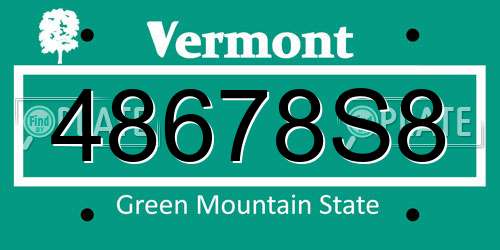 48678S8 Vermont License Plate