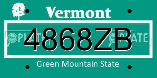 4868ZB Vermont License Plate
