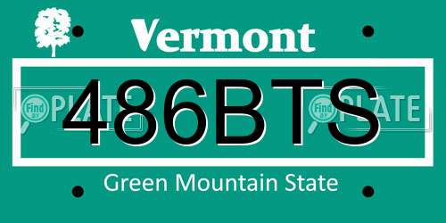 486BTS Vermont License Plate