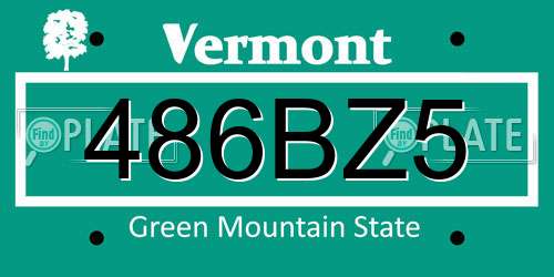 486BZ5 Vermont License Plate