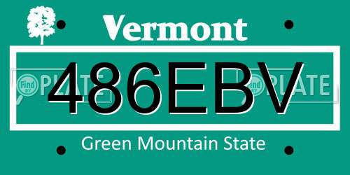 486EBV Vermont License Plate