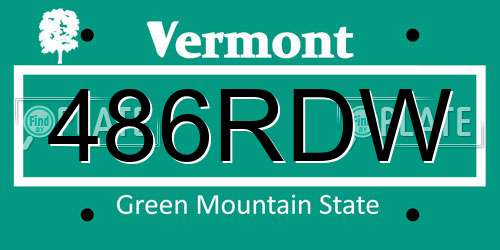 486RDW Vermont License Plate