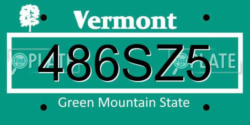 486SZ5 Vermont License Plate