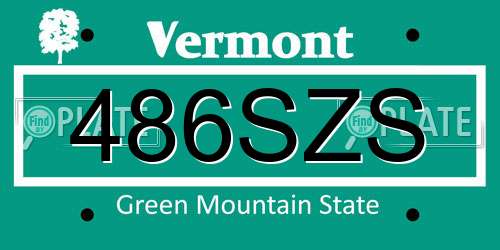 486SZS Vermont License Plate
