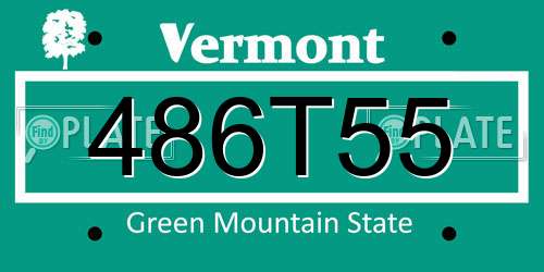 486T55 Vermont License Plate