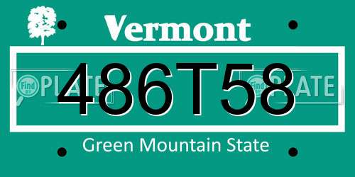 486T58 Vermont License Plate