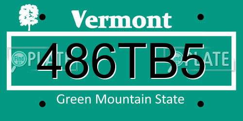 486TB5 Vermont License Plate