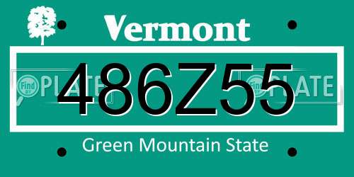 486Z55 Vermont License Plate