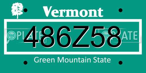 486Z58 Vermont License Plate