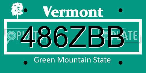 486ZBB Vermont License Plate