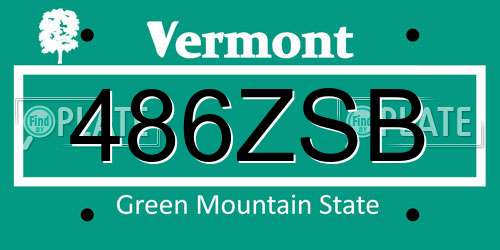 486ZSB Vermont License Plate