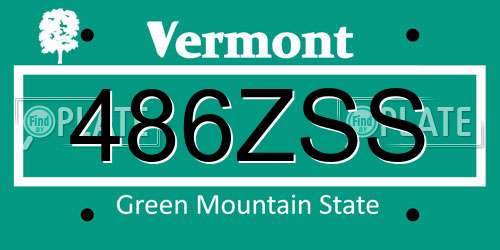 486ZSS Vermont License Plate