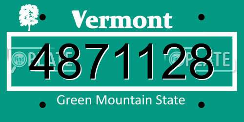 4871128 Vermont License Plate