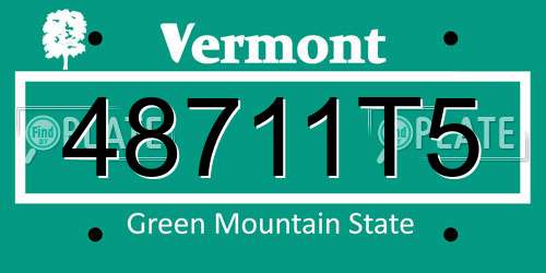 48711T5 Vermont License Plate
