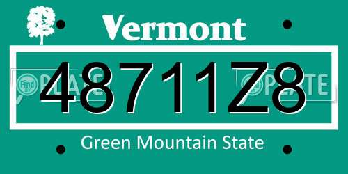 48711Z8 Vermont License Plate