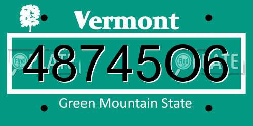 48745O6 Vermont License Plate