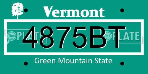 4875BT Vermont License Plate