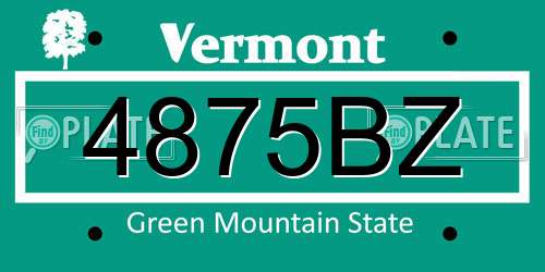 4875BZ Vermont License Plate
