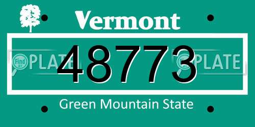 48773 Vermont License Plate
