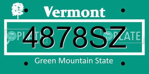 4878SZ Vermont License Plate
