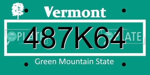 487K64 Vermont License Plate