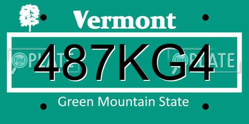 487KG4 Vermont License Plate