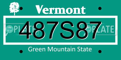 487S87 Vermont License Plate