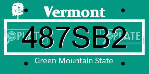 487SB2 Vermont License Plate