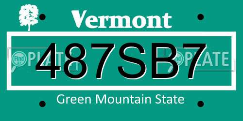 487SB7 Vermont License Plate