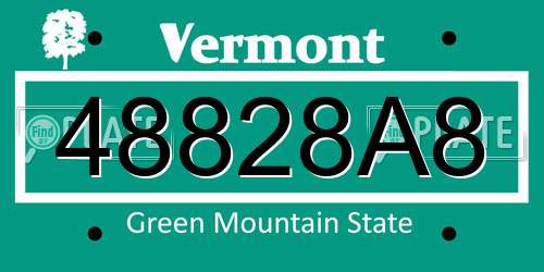 48828A8 Vermont License Plate